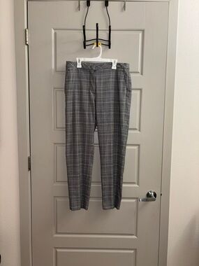 H&M Gray Plaid Straight-Leg Women's Pants